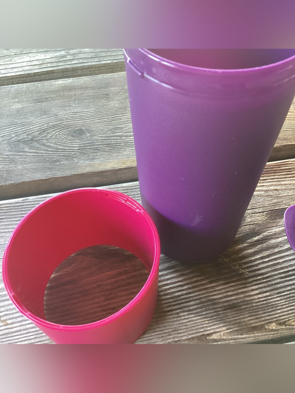 Tupperware Eco To-Go Cups - set of 2 - 16 ounces each - purple and green - Picture 5 of 5